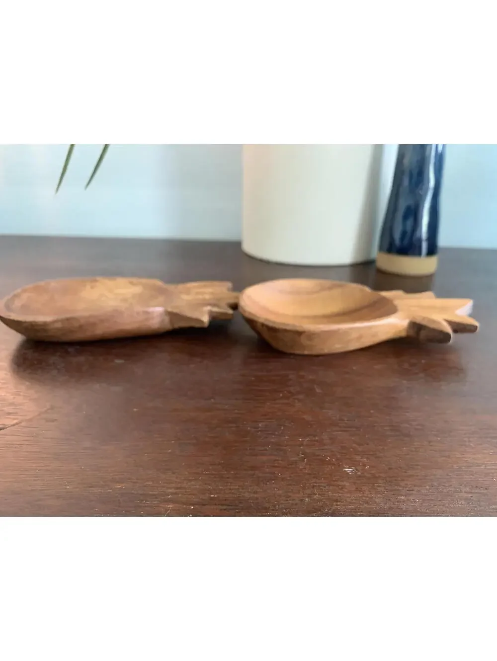 Acacia Wood Pineapple Dish Pair